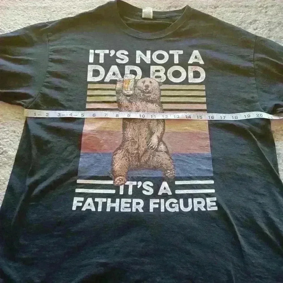 "Dad Bod" Mens Black Crew Neck Tee L - Picture 7 of 8